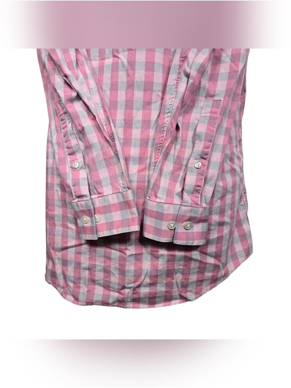 Apt. 9 Premier Flex Slim Fit Plaid Button Down Shirt Pink Gray Long Sleeves 16 - Picture 4 of 8